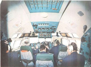 Cockpit the IL-62 plane