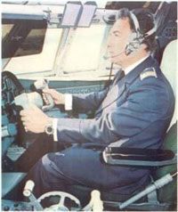 At the helm of the IL-62 plane